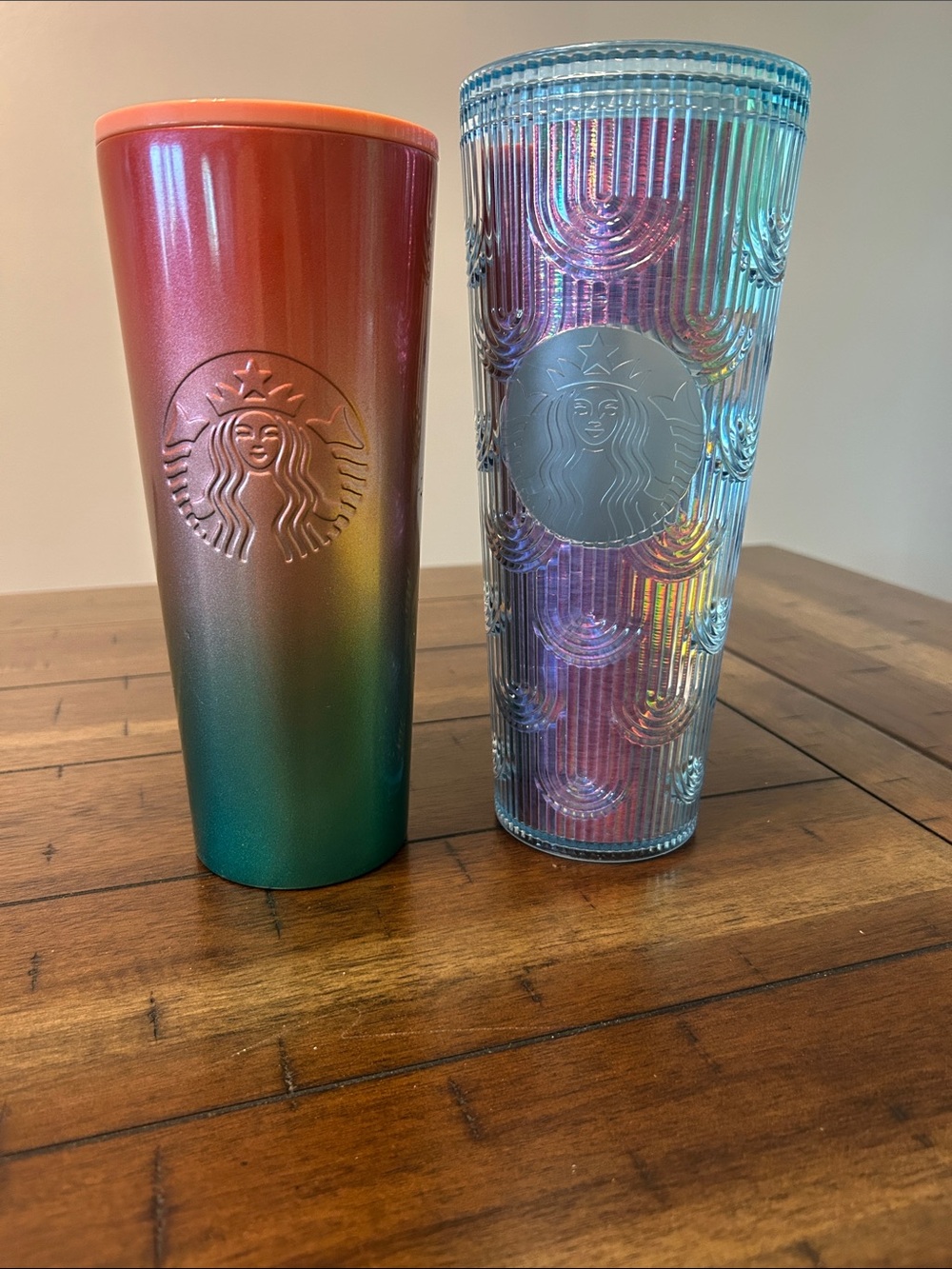Starbucks Iridescent Rainbow Stainless Tumbler & Holographic Cold Cup Set 24oz